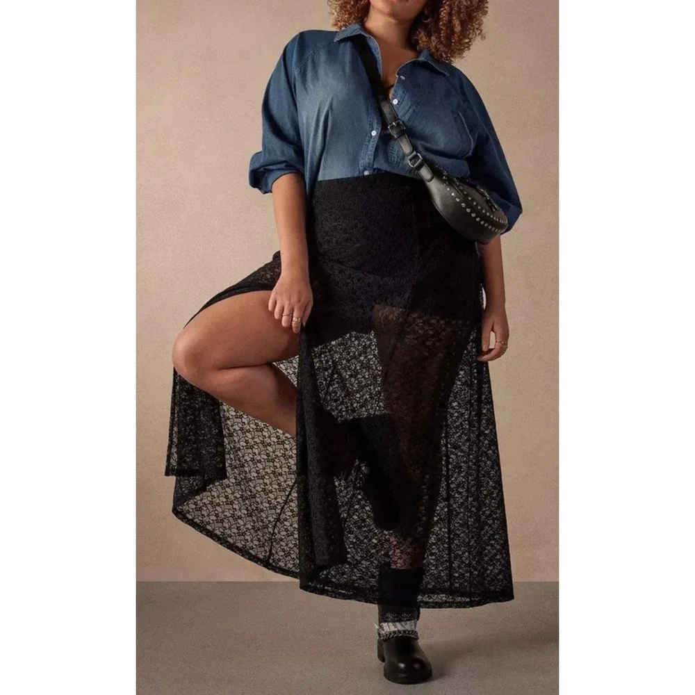 NWT Torrid Festi Denim Button-Up Shirt Blue Relaxed Tunic Top Plus Size 3 3X - Picture 10 of 12